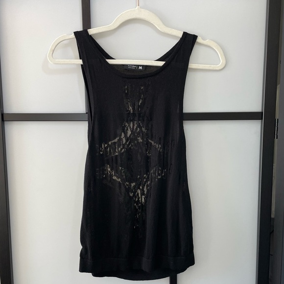 [m] Titika Black Mesh Print Design Activewear Tank Top Breathable & Soft - Picture 3 of 8